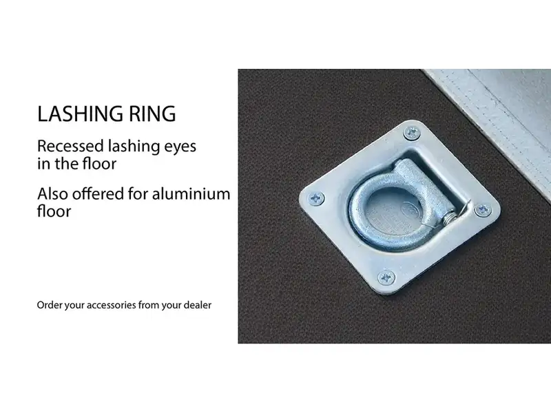 Rated lashing point in a trailer deck rail